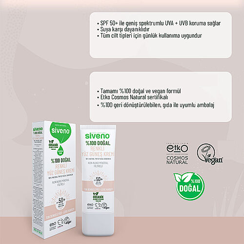 Siveno %100 Doğal Renkli Yüz Güneş Kremi 30 ml - 4