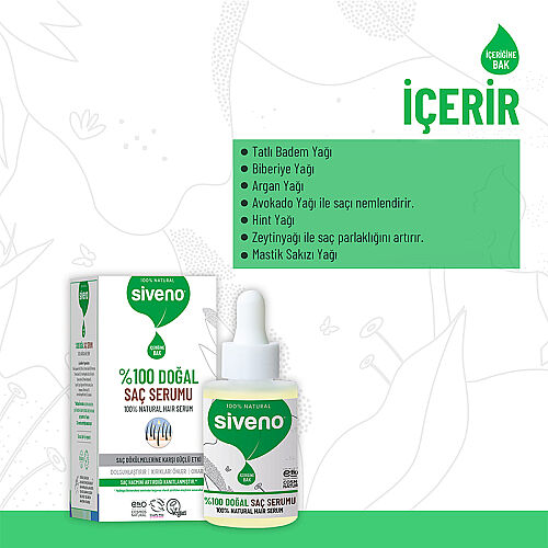 Siveno %100 Doğal Saç Bakım Serumu 30 ml - 3