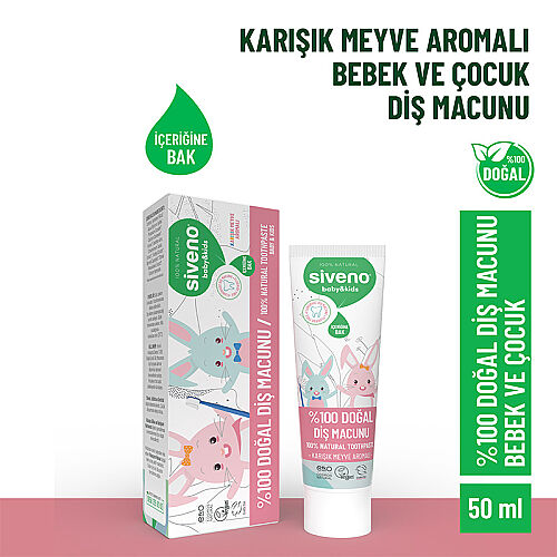Siveno Bebek ve Çocuklar İçin Diş Macunu 50 ml - Karışık Meyve Aromalı - Siveno (1)