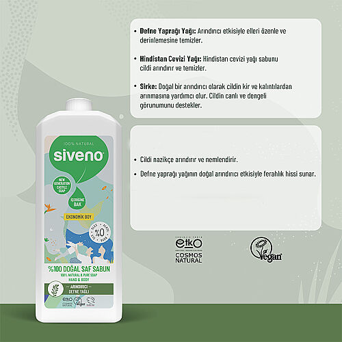 Siveno Defne Yağlı Doğal Sıvı Sabun 1L - 5