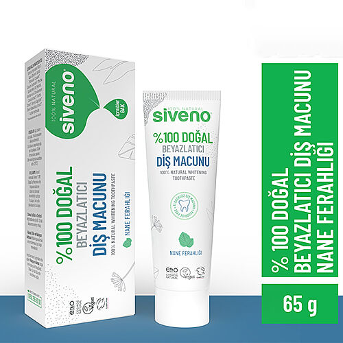 Siveno Doğal Diş Macunu Beyazlatıcı Nane Ferahlığı Florürsüz 65gr - Siveno (1)