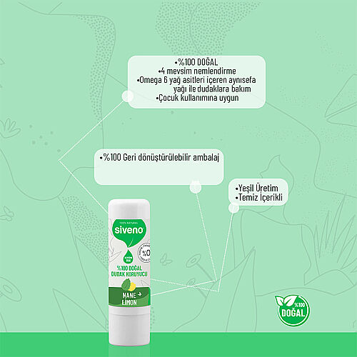 Siveno Doğal Dudak Koruyucu Nane ve Limon 6 gr - 5