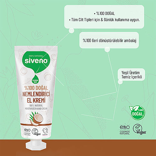 Siveno Doğal El ve Vücut Kremi Hindistan Cevizi Avokado Yoğun Nemlendirici Vegan 30 ml - 5