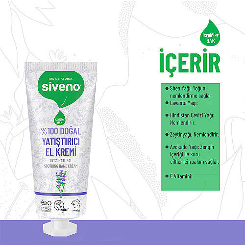 Siveno Doğal El ve Vücut Kremi Lavanta Yoğun Nemlendirici Vegan 30 ml - 4