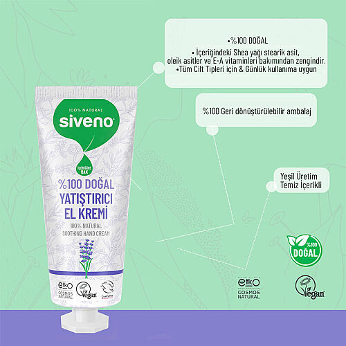 Siveno Doğal El ve Vücut Kremi Lavanta Yoğun Nemlendirici Vegan 30 ml - 5