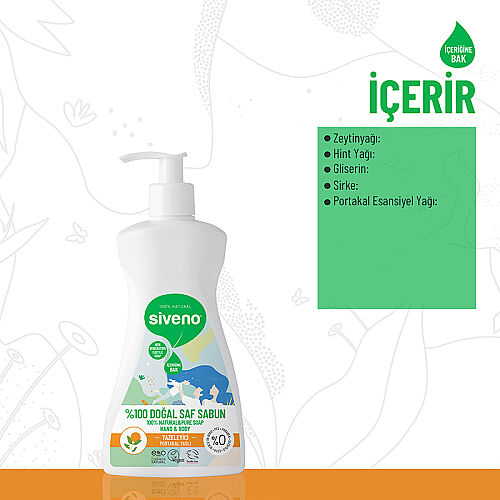 Siveno El ve Vücut İçin Portakal Yağlı Doğal Sıvı Sabun 300 ml - 3