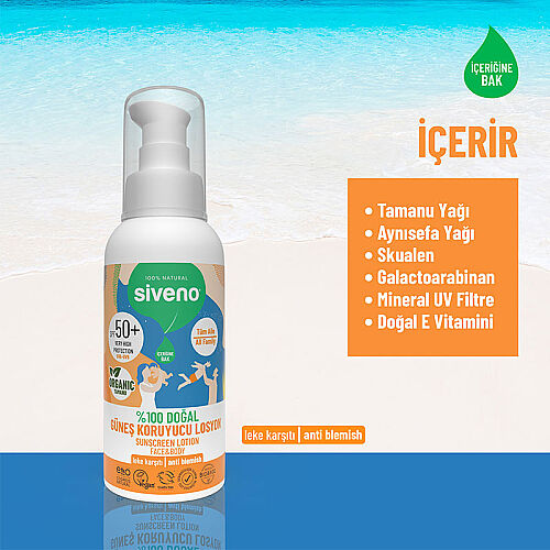 Siveno Tamanu Yağlı Doğal SPF50 Güneş Losyonu 100 ml - 4