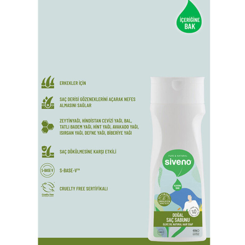Siveno Zeytinyağlı Doğal Saç Sabunu Erkekler için 300 ml - 3