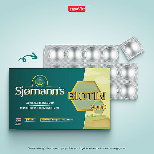Sjomann’s Biotin 3000 İçeren Takviye Edici Gıda 30 Adet Çiğnenebilir Jel Form - EasyVit (1)