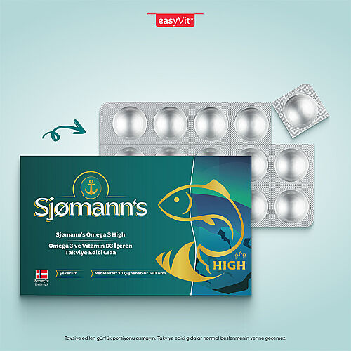 Sjomann’s Omega 3 ve Vitamin D3 İçeren Takviye Edici Gıda 30 Adet Çiğnenebilir Jel Form - EasyVit (1)