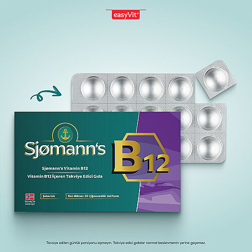 Sjomann’s Vitamin B12 İçeren Takviye Edici Gıda 30 Adet Çiğnenebilir Jel Form - EasyVit (1)