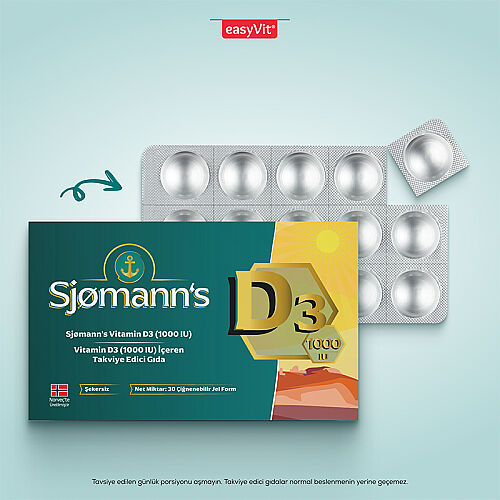 Sjomann’s Vitamin D3 1000 IU İçeren Takviye Edici Gıda 30 Adet Çiğnenebilir Jel Form - EasyVit (1)