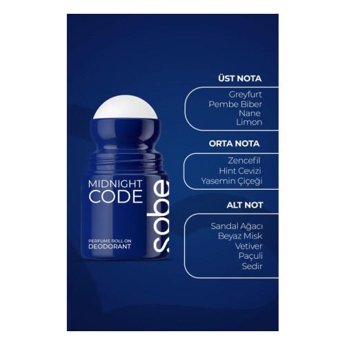 Yeşilmarka Sobe Midnight Code Perfume Roll On Deodorant 50 ml - 4