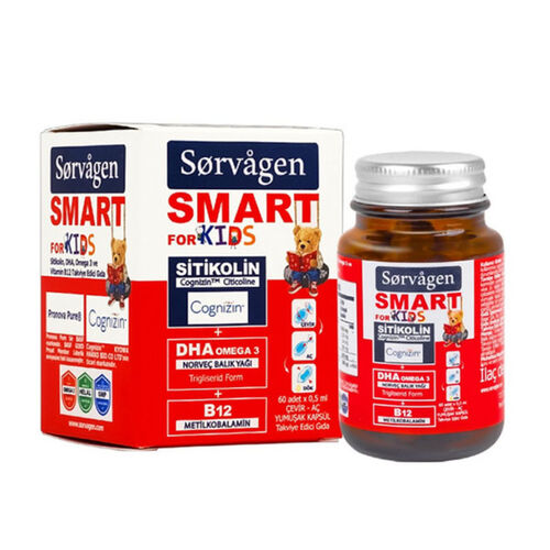 Sorvagen Smart Kids Sitikolin DHA Takviye Edİci Gıda 0,5 ml x 60 Adet - Sorvagen