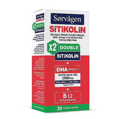 Sorvagen Smart Double Sitikolin DHA Omega 3 ve B12 30 Kapsül - Sorvagen