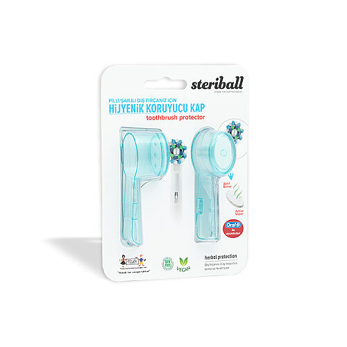 Steriball Pilli veya Şarjlı Diş Fırçaları İçin Hijyenik Diş Fırçası Kabı - Açık Mavi - Steriball