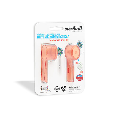 Steriball Pilli veya Şarjlı Diş Fırçaları İçin Hijyenik Diş Fırçası Kabı - Turuncu - Steriball