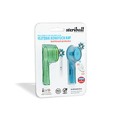 Steriball Pilli veya Şarjlı Diş Fırçaları İçin Hijyenik Diş Fırçası Kabı - Yeşil ve Mavi - 1