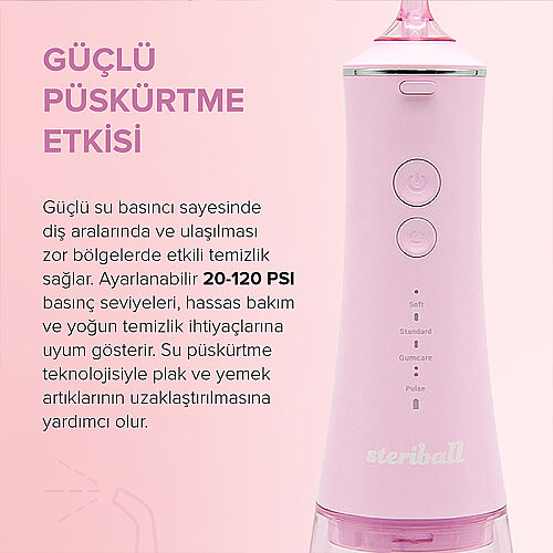 Steriball Taşınabilir Ağız Duşu - Pembe - 4
