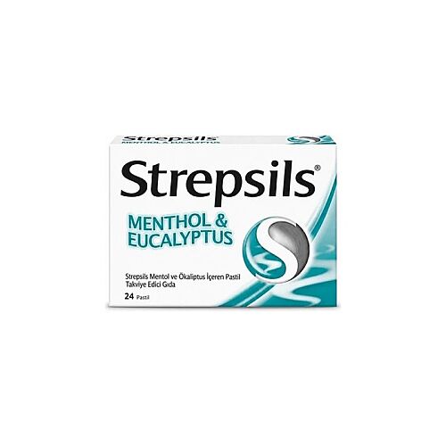 Strepsils Mentol ve Ökaliptus Aromalı Takviye Edici Gıda 24 Pastil - Strepsils Herbal