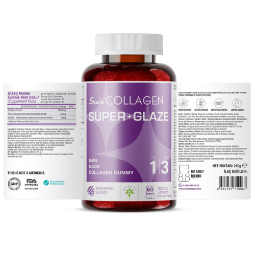 Suda Collagen Super Glaze Tip I-III Kolajen + NMN + NADH 60 Adet Gummy - Suda Collagen (1)