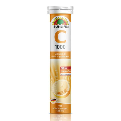 Sunlife Vitamin C 1000 mg Takviye Edici Gıda 20 Efervesan Tablet - Sunlife