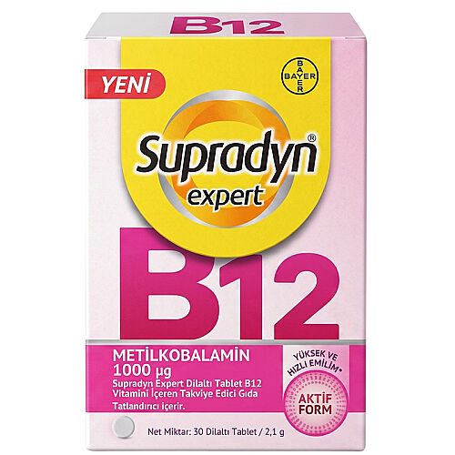 Supradyn Expert Dilaltı Tablet B12 Vitamini İçeren Takviye Edici Gıda 30 Tablet - Supradyn