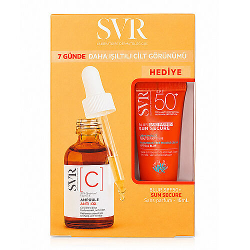 SVR Ampoule Antio-Ox Vitamin C Konsantre Serum 30 ml + SVR Sun Secure Blur SPF50+ 15 ml HEDİYE - SVR