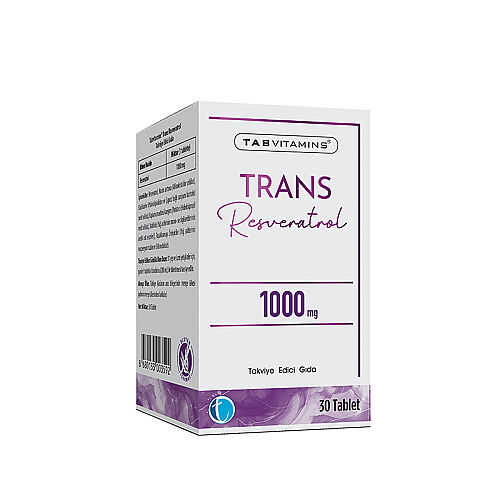 TAB Vitamins Trans Resveratrol 30 Tablet Takviye Edici Gıda - TAB İlaç Sanayi A.Ş