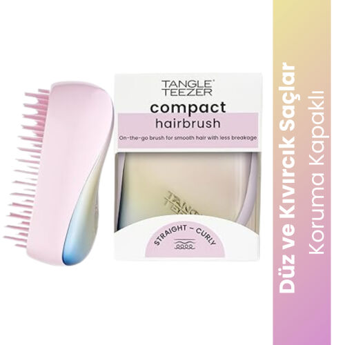 Tangle Teezer Compact Styler Matte Ombre Chrome Saç Fırçası - Düz ve Kıvırcık Saçlar İçin Çanta Boy Tarak - Tangle Teezer