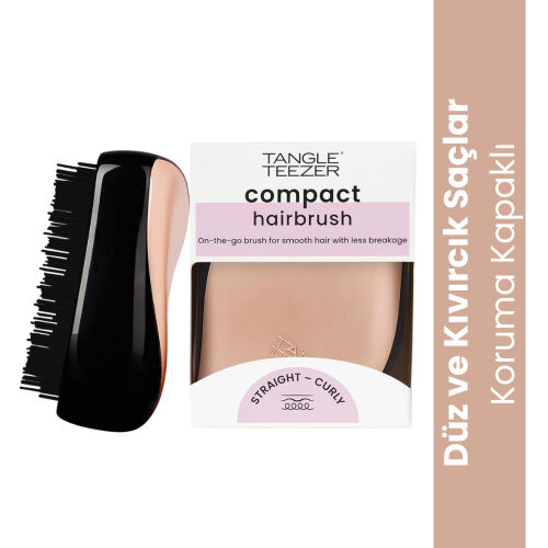 Tangle Teezer Compact Styler Rose Gold Black Saç Fırçası -Kıvırcık ve Düz Saçlar için Seyahat Boy Tarak - Tangle Teezer (1)