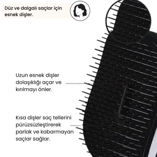 Tangle Teezer Compact Styler Rose Gold Black Saç Fırçası -Kıvırcık ve Düz Saçlar için Seyahat Boy Tarak - 4