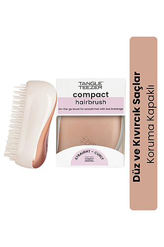 Tangle Teezer Compact Styler Rose Gold Ivory Kapaklı Saç Fırçası - Düz Kıvırcık Saçlar için Seyahat Boy Tarak - Tangle Teezer
