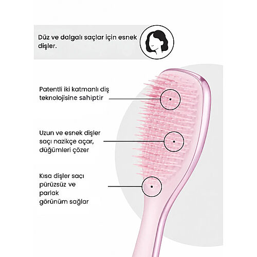 Tangle Teezer Mini Ultimate Detangler Satin Pink Chrome Saç Fırçası-Tarak Mini Boy - 3