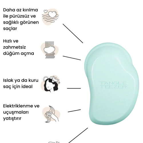 Tangle Teezer Original Fine Fragile İnce Telli ve Yıpranmış Saçlar İçin Mint-Lilac Saç Fırçası-Tarak - 5