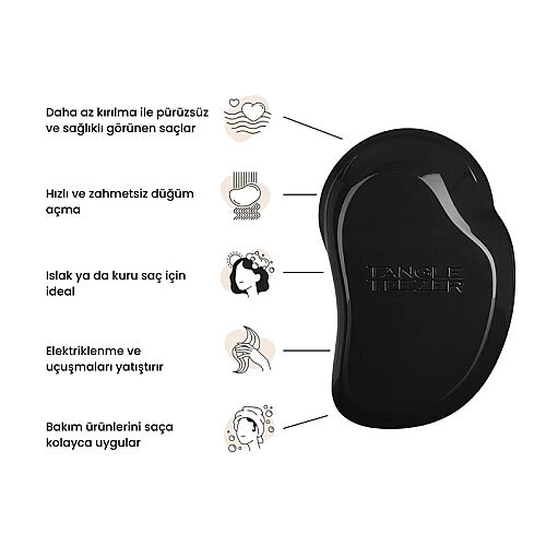 Tangle Teezer Original Panther Black Düz-Kıvırcık Saçlar için Saç Fırçası-Tarak - Tangle Teezer (1)