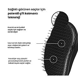 Tangle Teezer Original Panther Black Düz-Kıvırcık Saçlar için Saç Fırçası-Tarak - 3