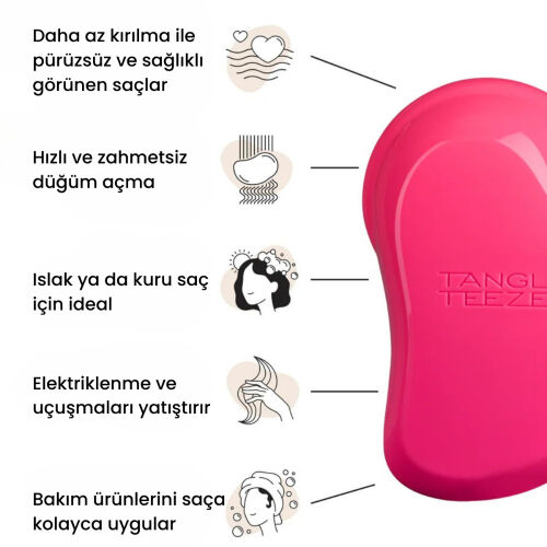 Tangle Teezer Original Pink Fizz Düz-Kıvırcık Saçlar için Saç Fırçası-Tarak - 5