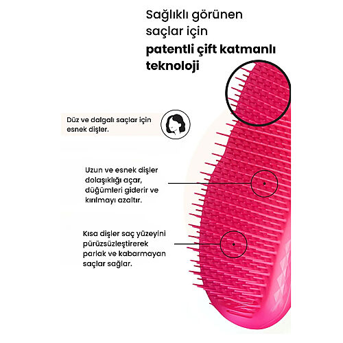 Tangle Teezer Original Pink Fizz Düz-Kıvırcık Saçlar için Saç Fırçası-Tarak - 5