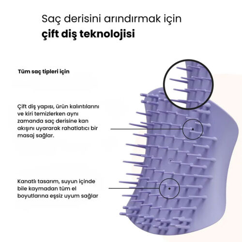 Tangle Teezer Scalp Brush Lilac Masaj ve Saç Fırçası-Tarak Islak Kullanım - Tüm Saç Tipleri - 3