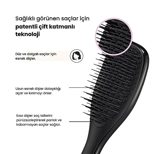 Tangle Teezer The Ultimate Detangler Black Eletriklenme Önleyici Mini Boy Tarak - Düz ve Kıvırcık Saçlar - Tangle Teezer (1)