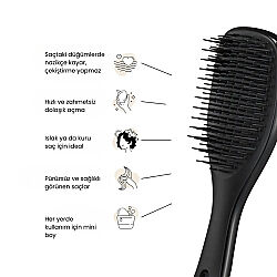 Tangle Teezer The Ultimate Detangler Black Eletriklenme Önleyici Mini Boy Tarak - Düz ve Kıvırcık Saçlar - 3