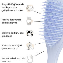Tangle Teezer The Ultimate Detangler Digital Lavender Eletriklenme Önleyici Mini Boy Tarak - Düz - Kıvırcık Saçlar - 7