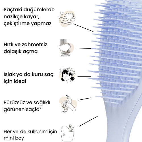 Tangle Teezer The Ultimate Detangler Digital Lavender Eletriklenme Önleyici Mini Boy Tarak - Düz - Kıvırcık Saçlar - 7