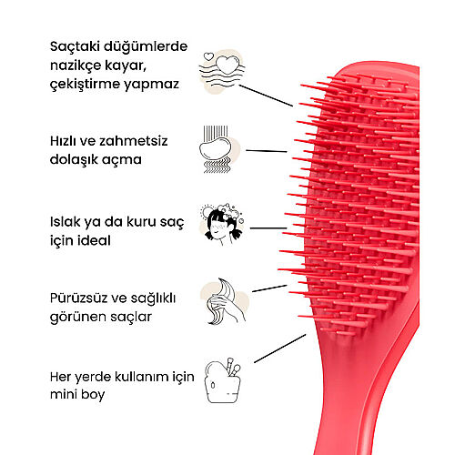 Tangle Teezer The Ultimate Detangler Kids Pink Punch Mini Boy Düğüm açıcı Saç Fırçası-Tarak - Düz ve Kıvırcık Saçlar - 3