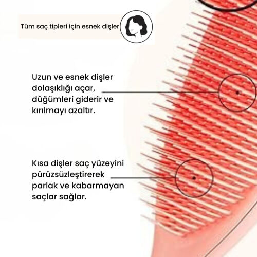 Tangle Teezer The Ultimate Detangler Large Peach Eletriklenme Önleyici Saç Fırçası-Tarak - Düz ve Kıvırcık Saçlar - 5