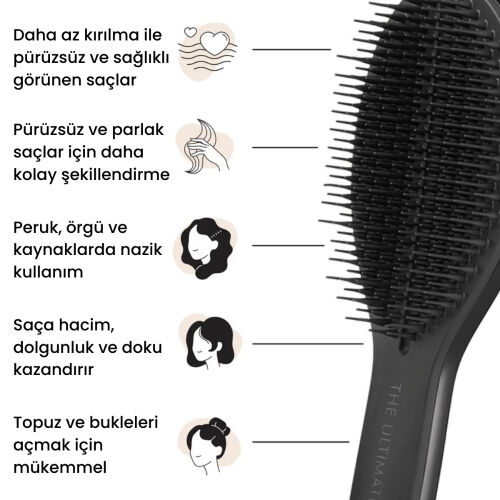 Tangle Teezer The Ultimate Styler Black Tüm Saç Tipleri için Kuru Şekillendirme ve Hacim Etkili Tarak - 5