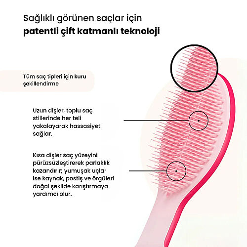 Tangle Teezer The Ultimate Styler Bright Pink Tüm Saç Tipleri için Kuru Şekillendirme ve Hacim Etkili Tarak - 3