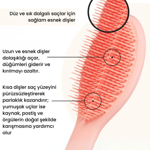 Tangle Teezer The Ultimate Styler Peach Tüm Saç Tipleri için Kuru Şekillendirme ve Hacim Etkili Tarak - 5