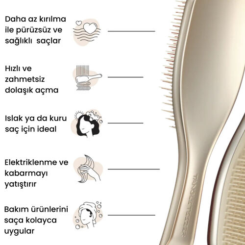 Tangle Teezer Ultimate Detangler Chrome Champagne Gold Islak ve Kuru Düz ve Kıvırcık Saçlar için Saç Fırçası-Tarak - 3